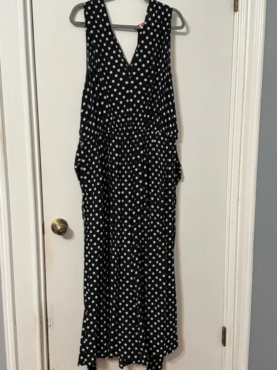kate spade Black Polka Dot Sleeveless Wrap Maxi Jumpsuit - Picture 2 of 3